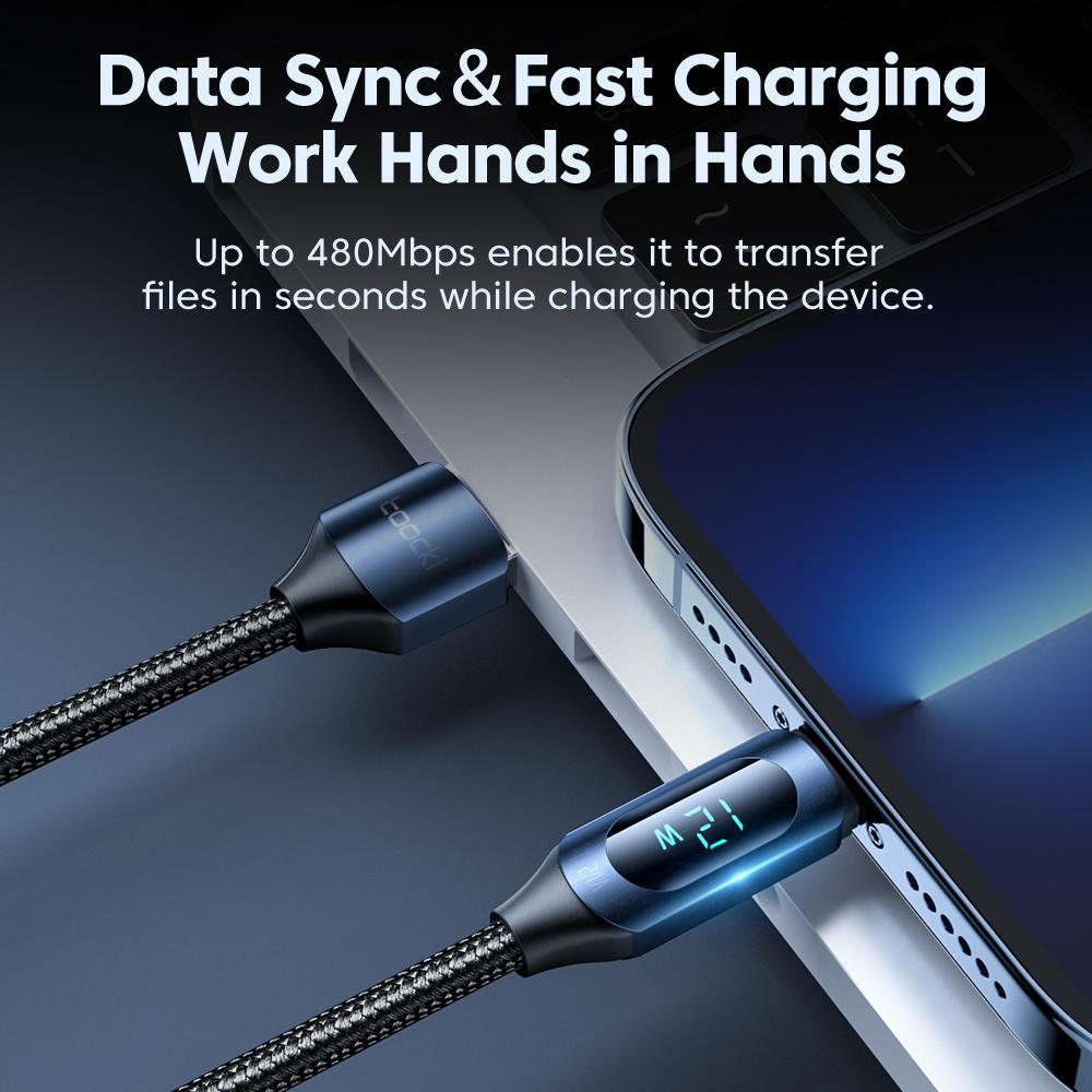 Кабель USB-iP для iPhone 14 13 Pro Max со светодиодным цифровым дисплеем 2,4 А, кабель для быстрой зарядки Apple для iPad Air Data Cord