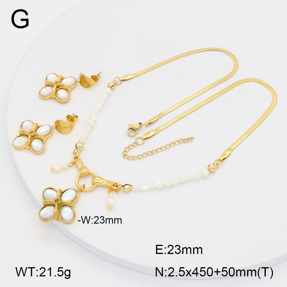 Stainless Steel Gold Flower Set Women 4pcs Necklace Earrings Bracelet Ring Cubic Zirconia Luxury Wedding Party Anniversary Gift