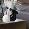 Home Décor Ceramic Rabbit Figurines (Set of 2, Black and White)