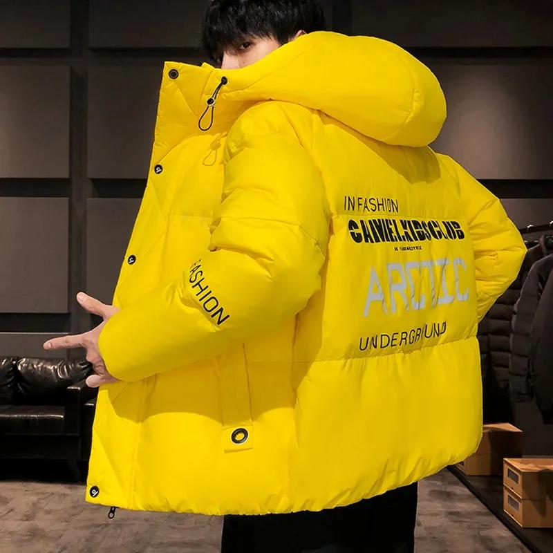 Winter Men's Hooded Padded Jacket Fashion Trend Flannel Baggy Pockets Waterproof Padded Jacket