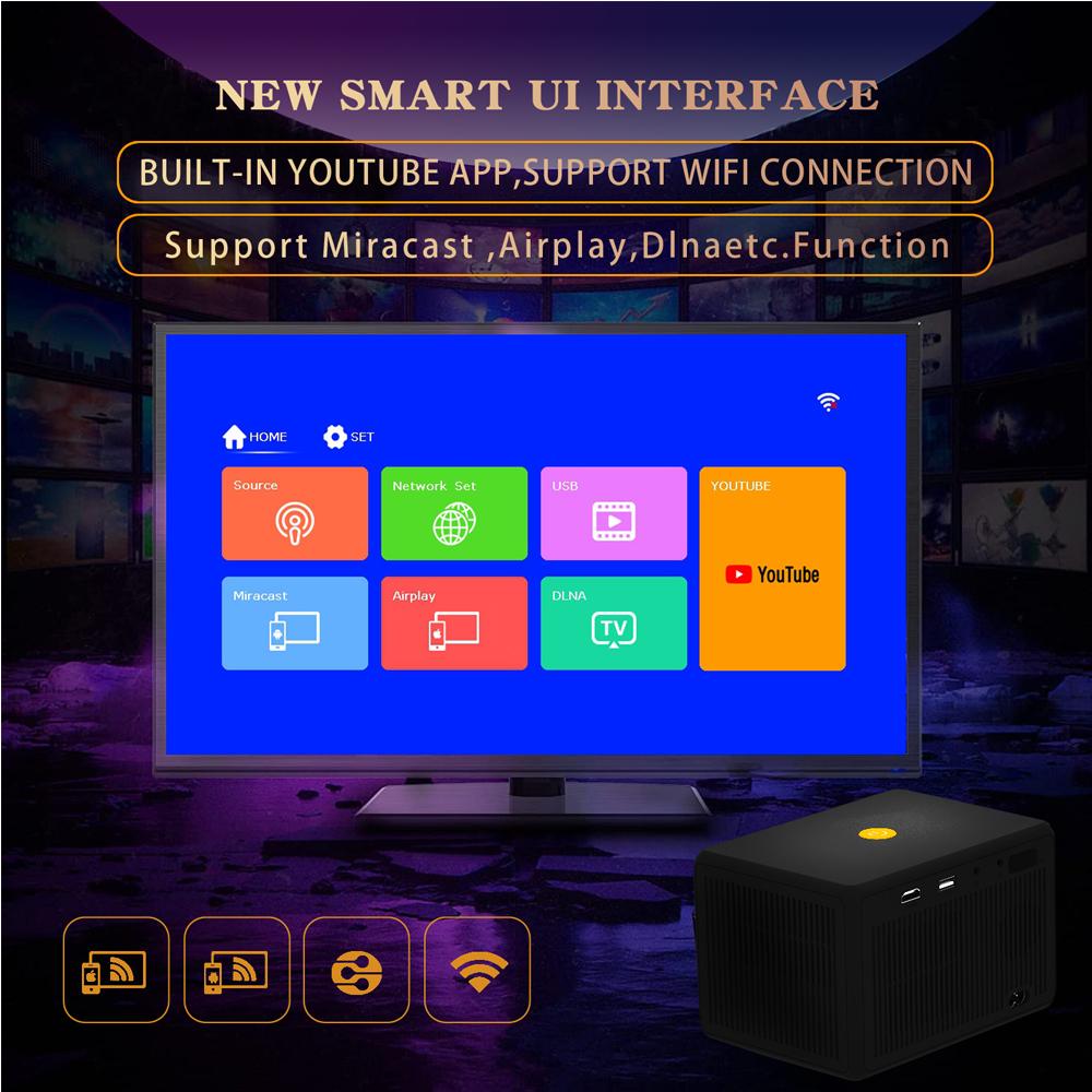 V6 Модернизированная модель Vivicine Y7 Android 9.0 720p Портативный дешевый домашний кинопроектор