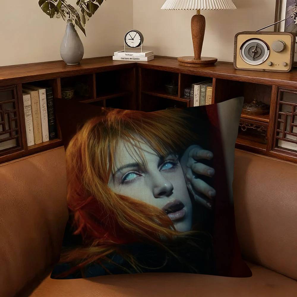 H-Hayley Williams Singer Office Cushion Pillowcase Car Cushion Cover45X45Cm Lumbar Pillowcase Sofa Pillowcover