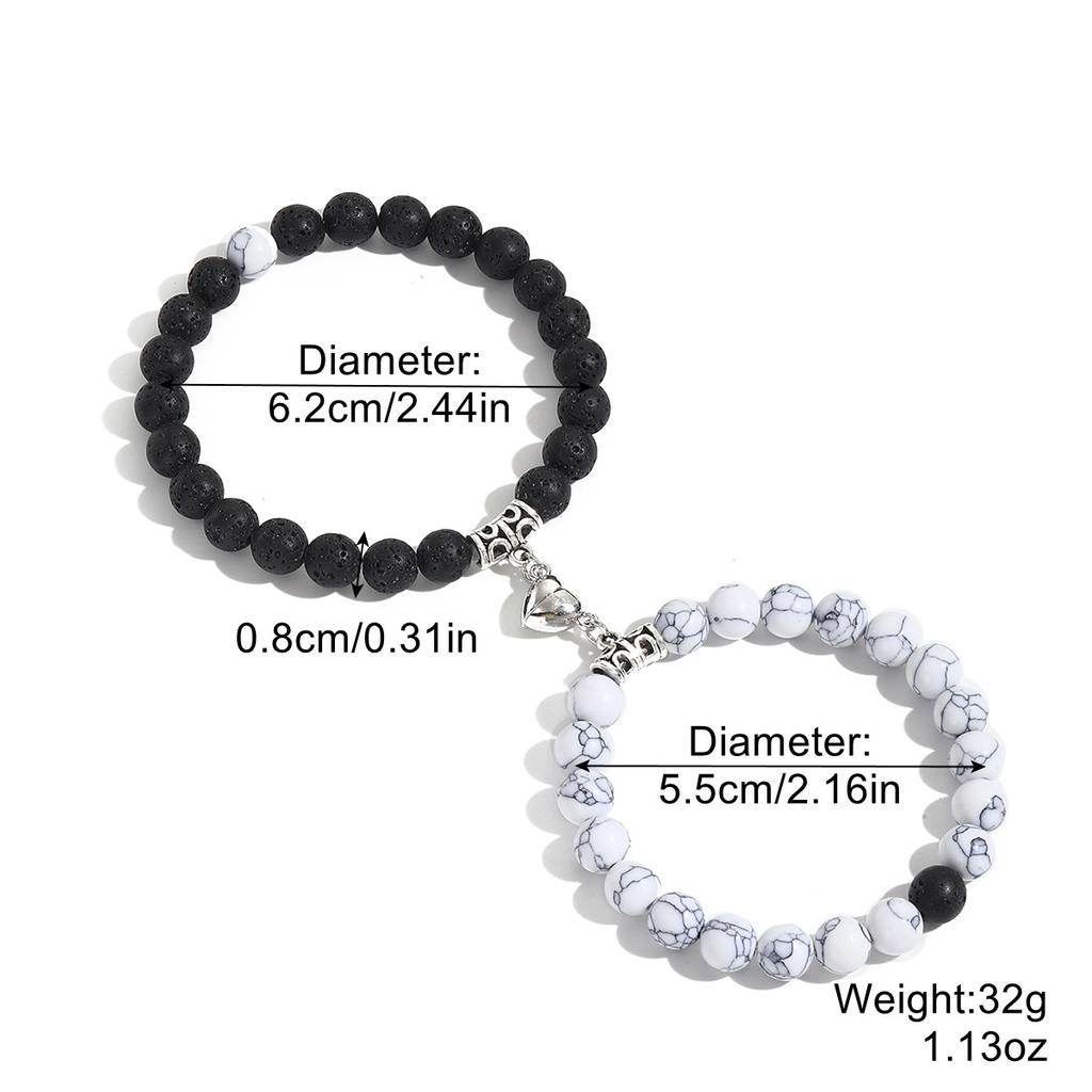 Friendship Couple Love Valentine'S Day Bracelet Heart-Shaped Magnetic Beaded Couple Bracelet