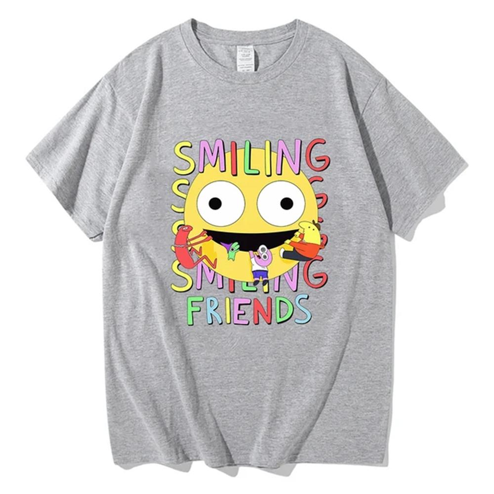 Smiling Friends Cartoon Print Tshirt Comfortable Unisex Women Summer Teeshirt Cotton High Quality Tshirts Manga Funny Tees