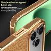Phone Case For iPhone 17 Pro Max Air 17 16 15 14 Pro Electroplated TOGO First Layer Cowhide Wireless Charging Magnetic Suction