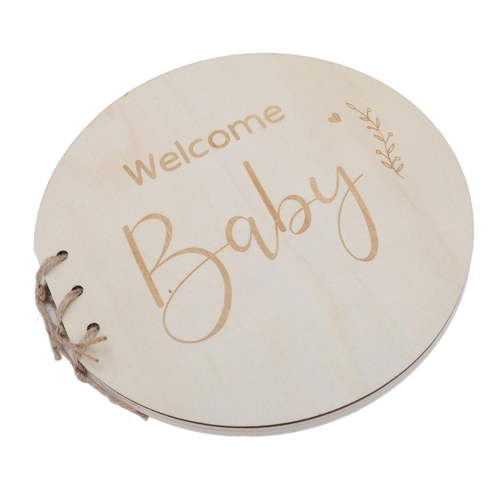 Wooden Baby Shower Guest Book Welcome Baby Sign In Blank Parties Keepsake Memory Book