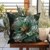 Emerald Green Gold Floral Pillow Cover Luxury Crystal Print Elegant Botanical Cushion Case For Sofa Bed Couch Glam Modern Home