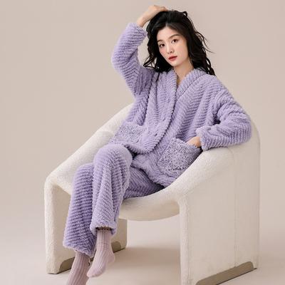 Женская пижама из кораллового флиса, осенне-зимняя, с длинным рукавом, из фланели, утолщенная, теплая, зимний комплект для домашней одежды