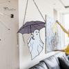 Зонты на Хэллоуин, привидение, подвесное украшение для дома, офиса, помещения, улицы, витражное стекло, мультяшное привидение, настенное подвесное украшение для окна