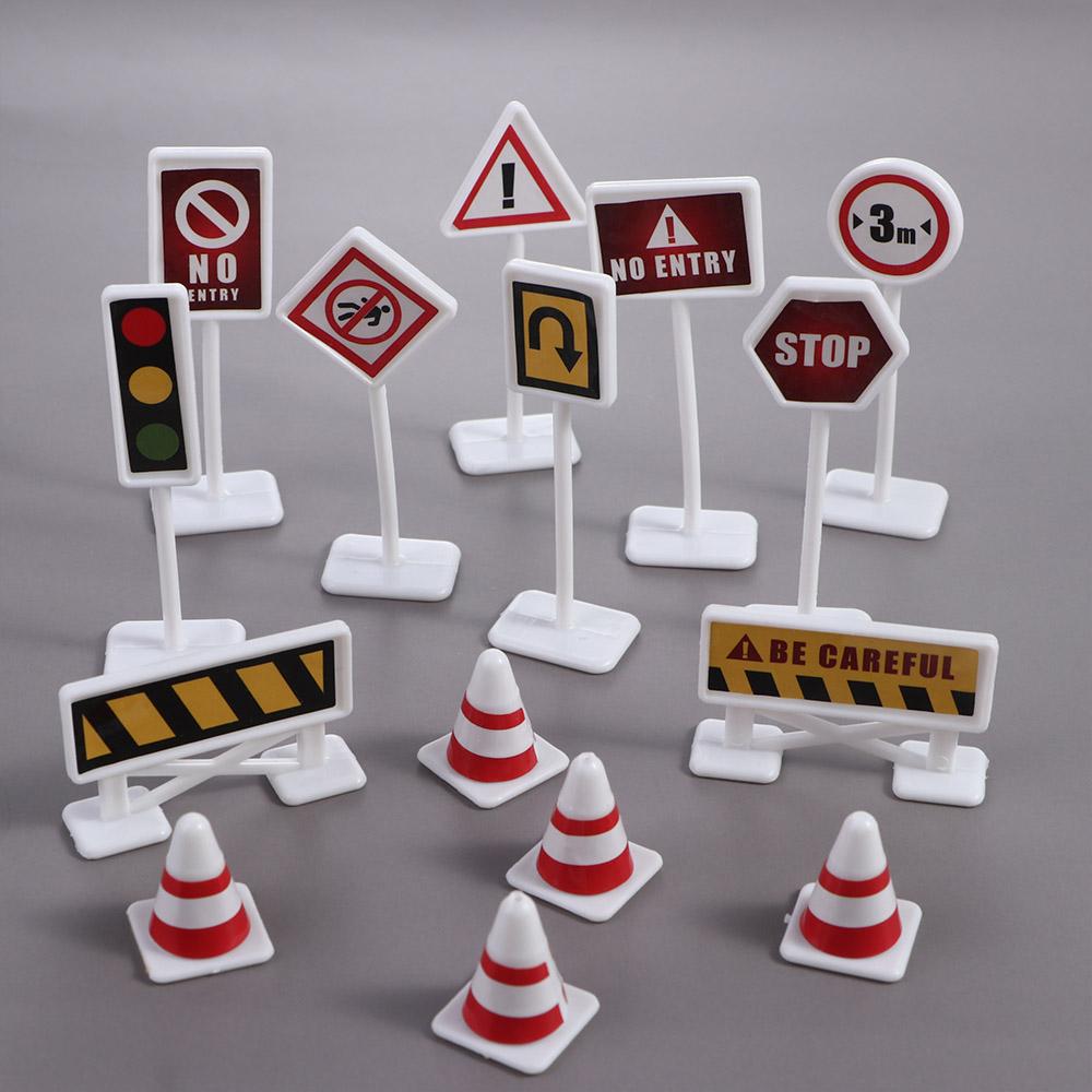 15Pcs/Set Traffic Signs Mini Traffic Signs Model Toy Road Block  Fun   Birthday Gifts
