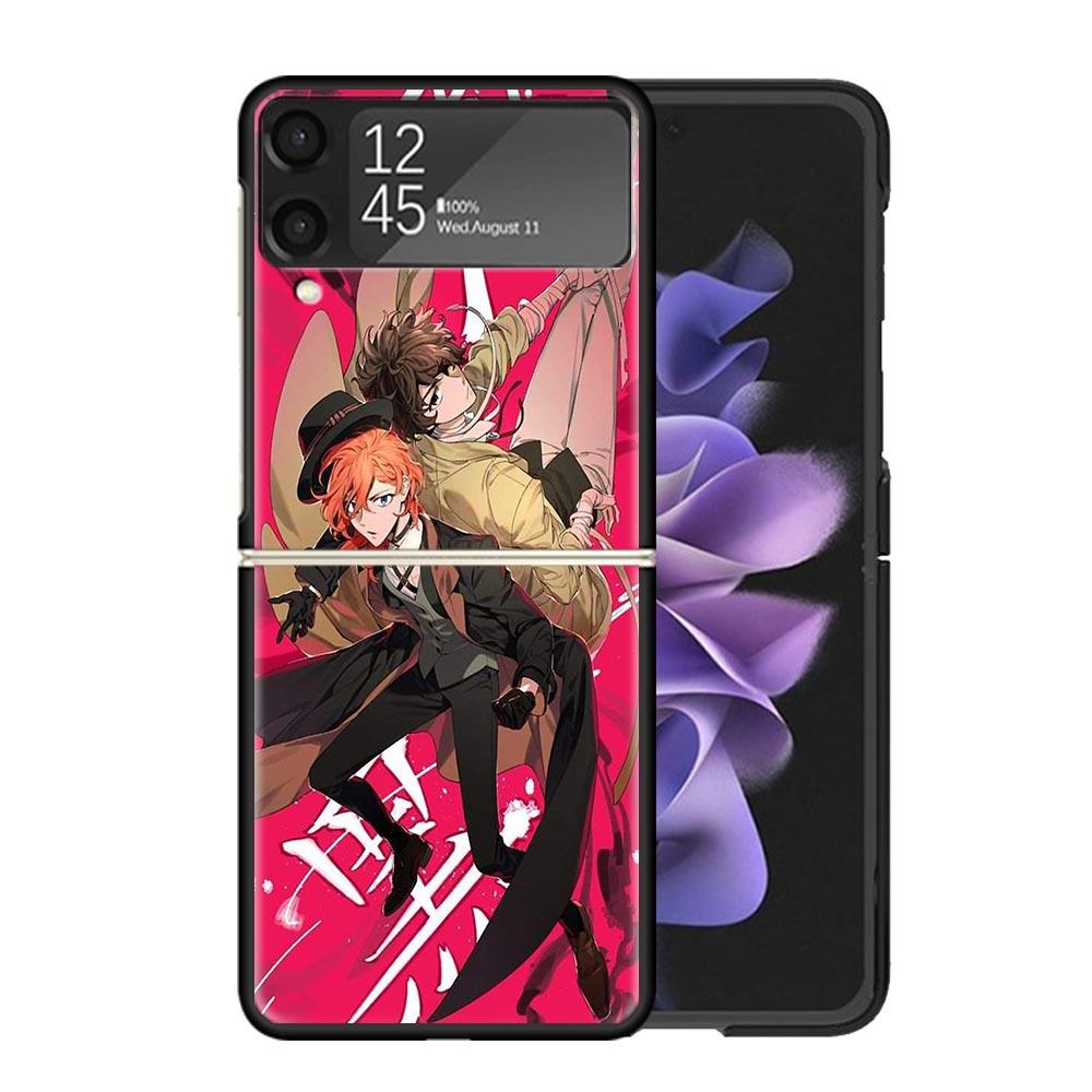 Bungo Stray Dogs Двойной Черный Прозрачный Чехол Для Телефона Для Samsung Z Flip 7 6 5 4 3 Galaxy ZFlip7 ZFlip6 ZFlip5 ZFlip4 ZFlip3 5G Печать C