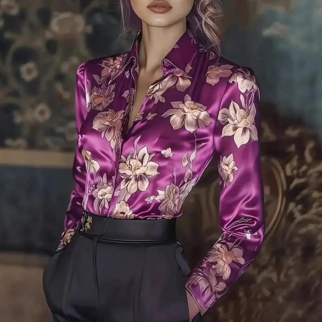 Женская европейская и американская цветочная рубашка с длинным рукавом в французском стиле 2026