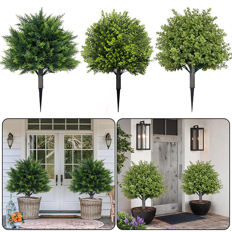 1 шт. с колышком для установки в грунт, искусственные шаровидные туи из кедра для крыльца, прочное украшение, искусственный кустарник, реалистичные 45 см