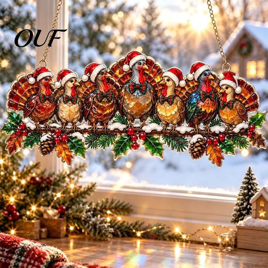 Seasonal Party Decorations Acrylic Winter Sun Catcher, Hanging Window Ornament for Christmas Tree Pendant Decor Home Garden Fireplace, Festive Holiday