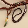 Boho Lucky Gift Ethnic Jewelry Party Buddhist Mala Wood Bead Horn Fish Pendant Nepal Necklace