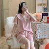 Pajama Women&#x27;s Short Sleeved Cotton Cute Princess Style Summer Lace Home Clothing Set