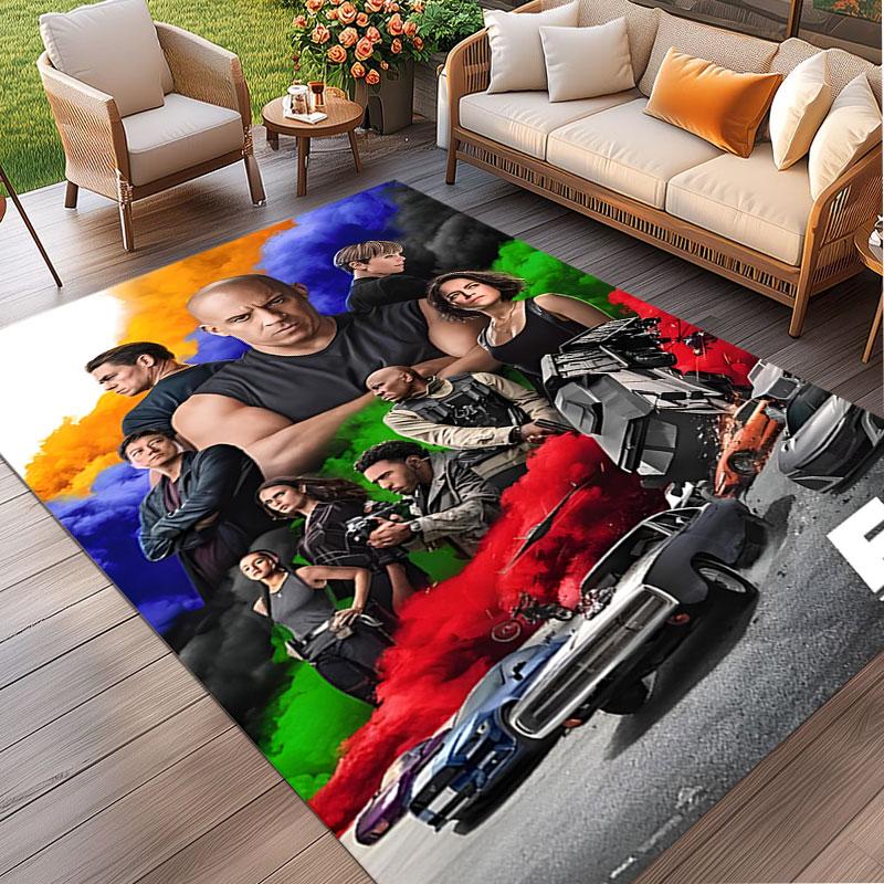 Fast & Furious Print Rug, Washable Floor Carpet, For Entryway Dorm Laundry Room Office Study, Home Decor Birthday Christmas Gift