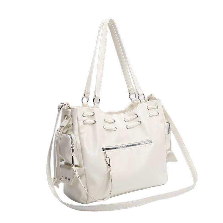 Korean Fashion Retro Spice Girl Locomotive Bag High Sense Commuting Versatile Large Capacity Tote Bag Shoulder Messenger Bag