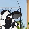 Ручная работа Черно-белая Корова Ловец Солнца В Стиле Витража Панель для Подвешивания на Окно 2D Акриловая Фигурка Коровы для Декора Окна или Стены в Стиле Фермерского Дома
