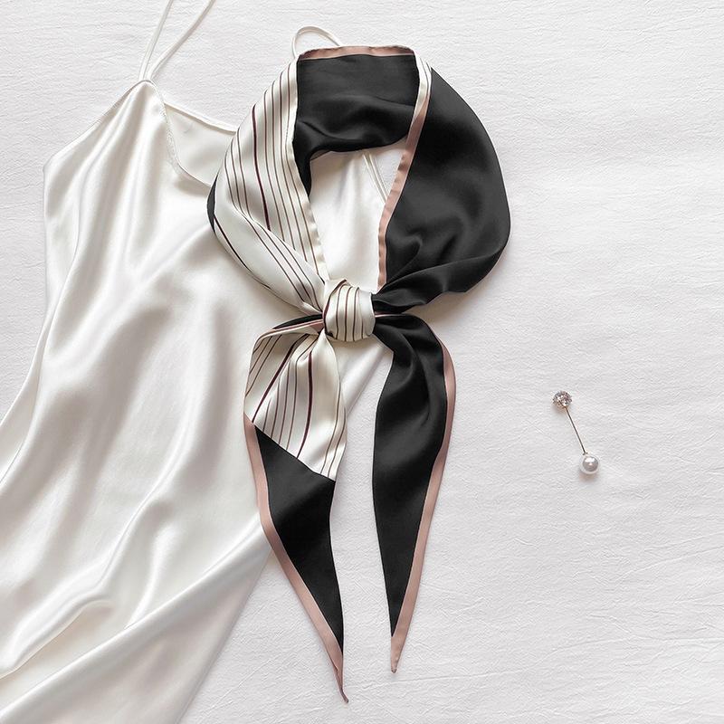 Korean Version of Versatile Early Autumn New Silk Scarf for Women Printed Clothing Decorative Scarf Headband Narrow Long Ties Bag Streamer