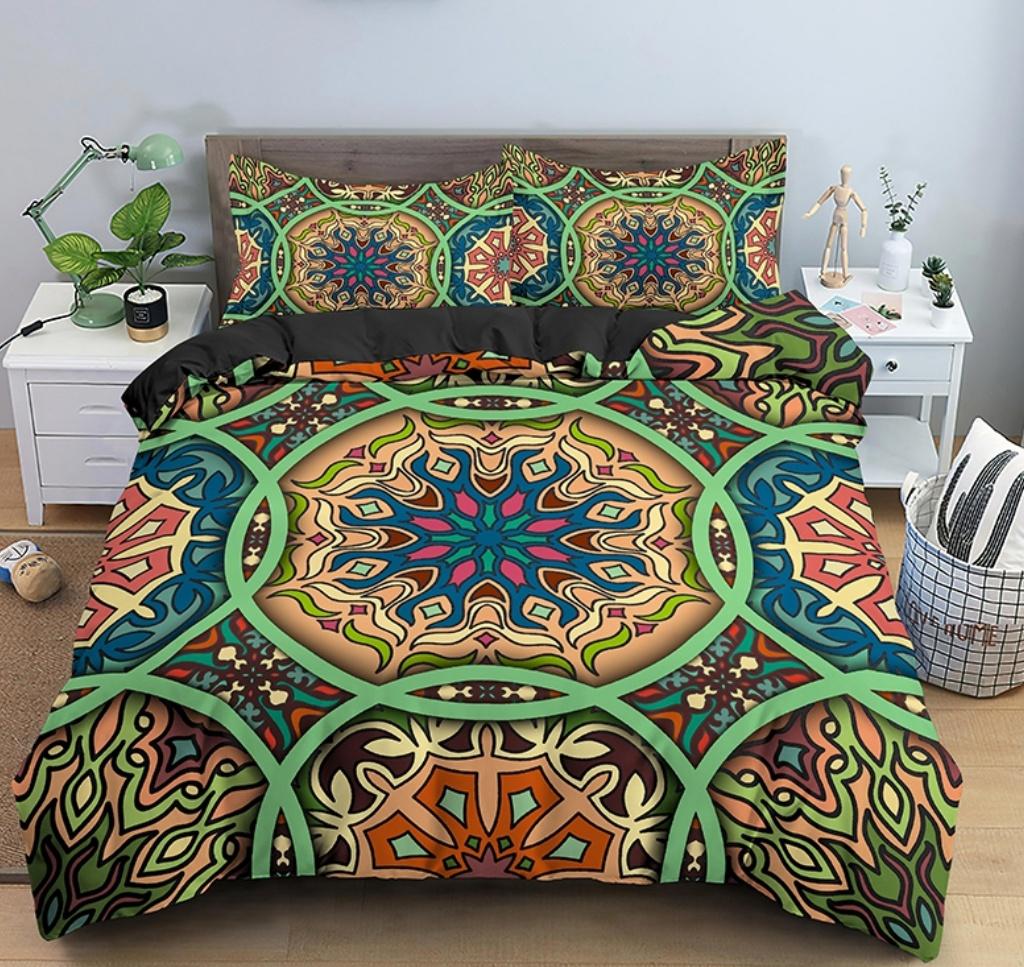 King Size Mandala Duvet Cover Queen King Quilt Cover Psychedelic Bohemian Luxury Bedding Set 3 Piece Set With 2 Pillowcases