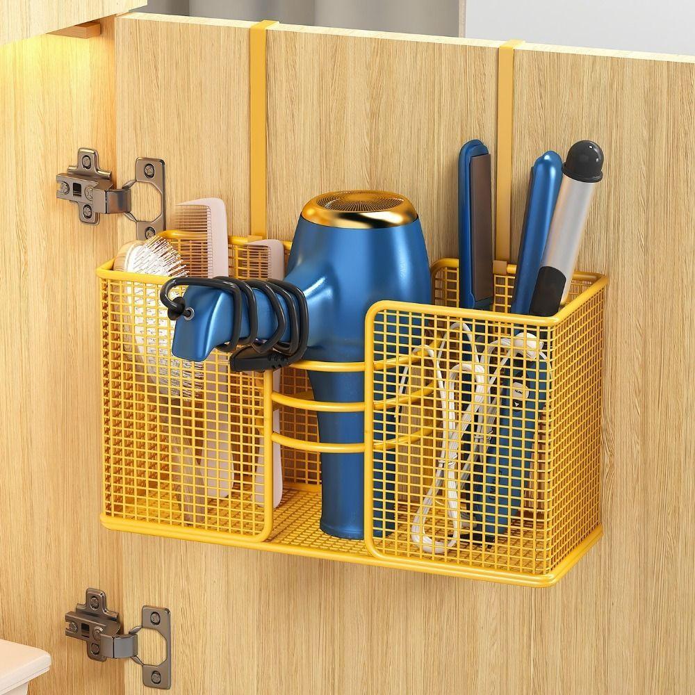 No-Drill Hair Dryer Storage Rack Wall Mounted Plastic Wrap Holder Kitchen