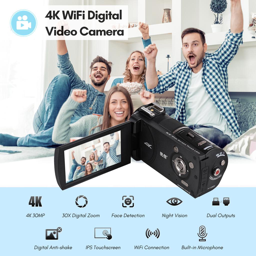 Цифровая видеокамера ORDRO HDR-AX10 4K, Wi-Fi, видеокамера, DV-рекордер, 3,5-дюймовая сенсорная панель IPS, 30 МП, 30X