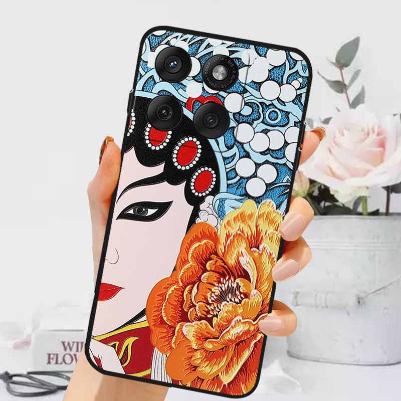 3D Тисненые Чехлы Для Edge 60 Fusion / Edge 60 Pro Рельефные Тисненые Ретро Силиконовая Задняя Крышка Для Edge 60 Stylus Черный Funda 60 Pro