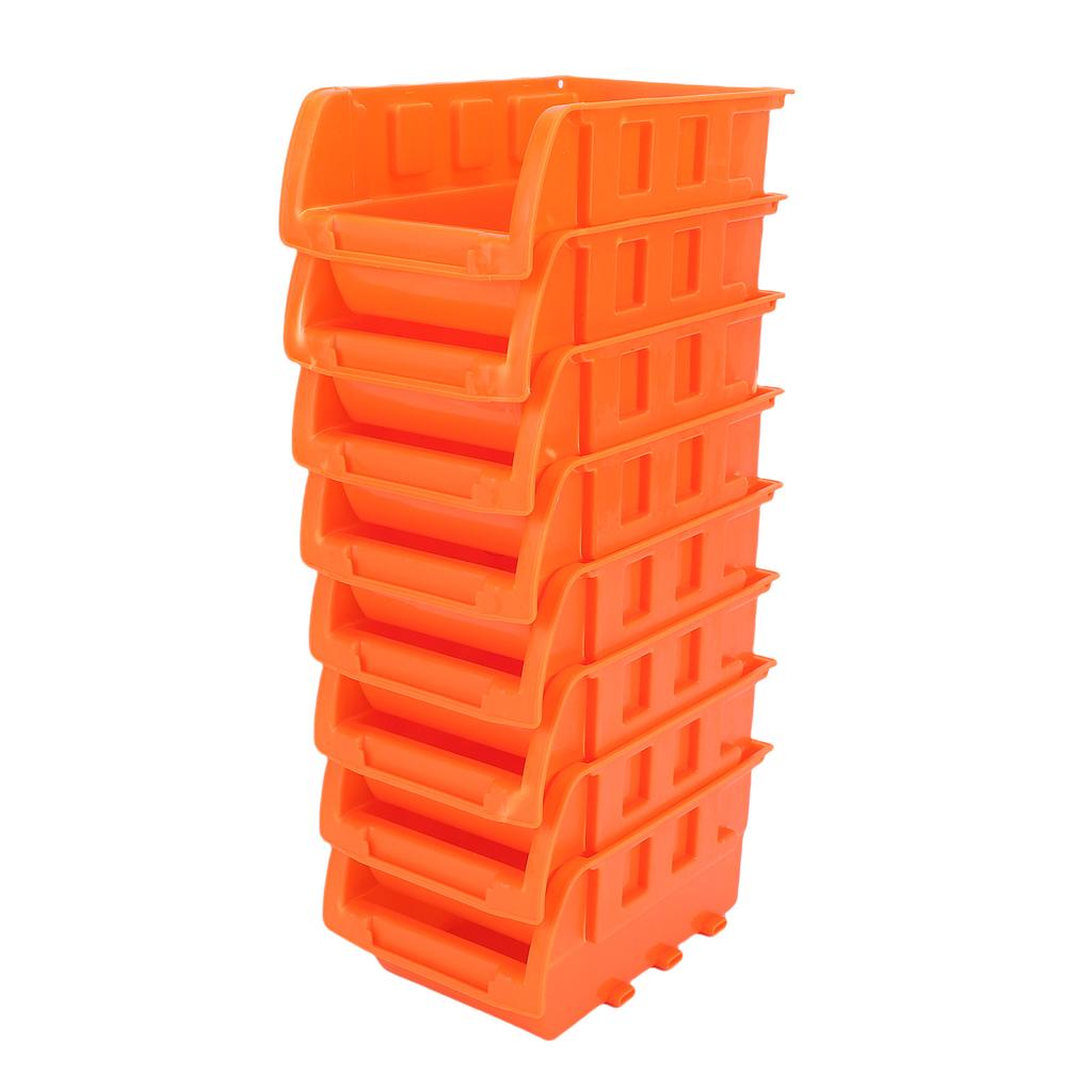 8 Stackable Bins, 3 Tracks Wall Mounted Storage Bin for Screws, Nuts, , Nails, Organize Small Hardware Parts, Sturdy PP Garage Storage Bin, Orang