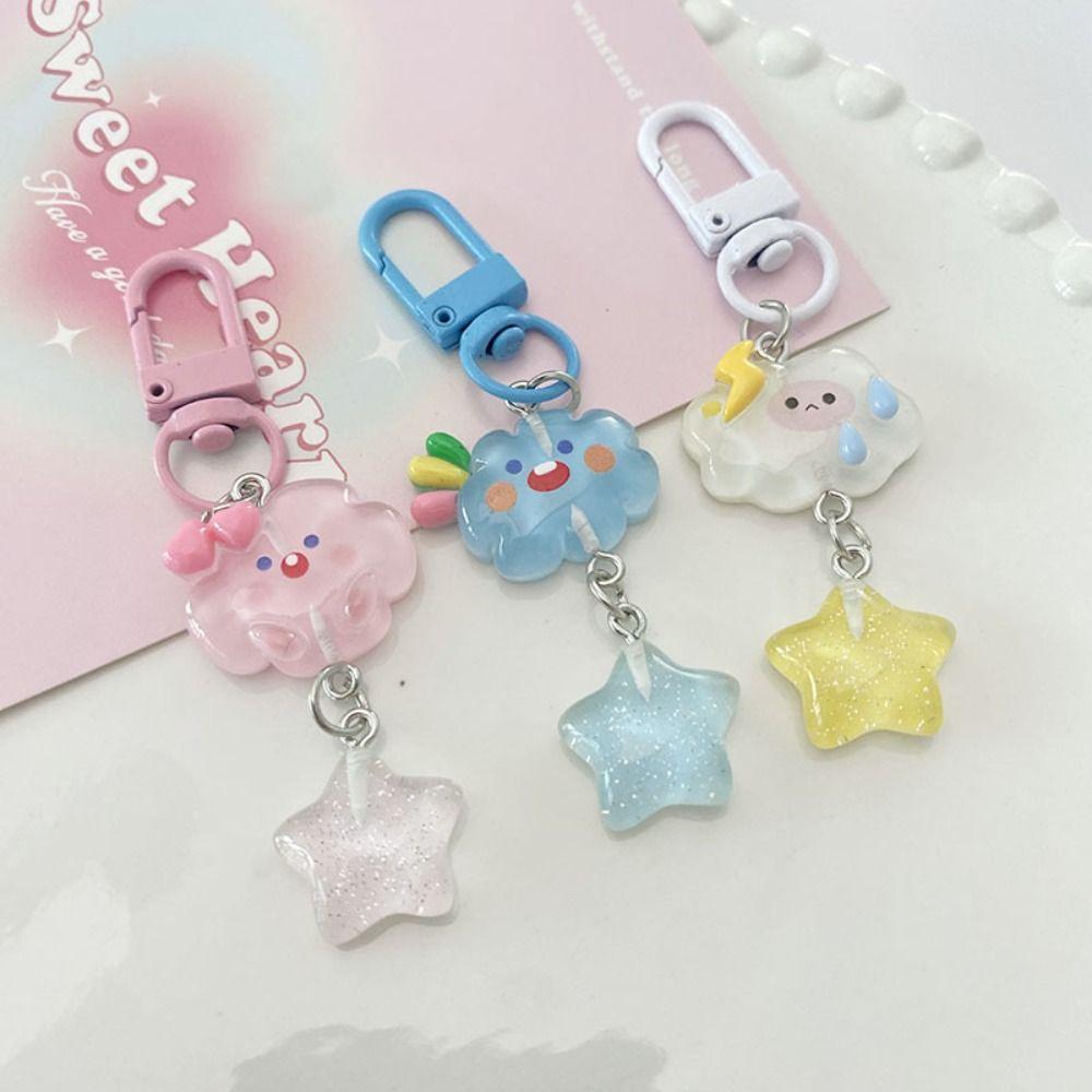 Fine Flicker Starry Clouds Keychain Korean Style Fashion Woman
