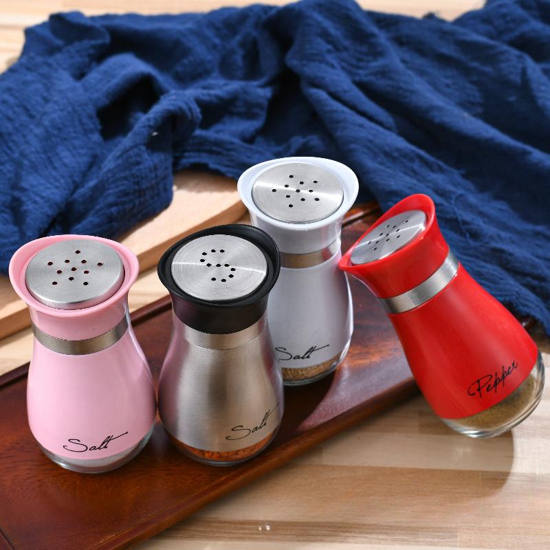 Набор из солонки и перечницы из нержавеющей стали со стеклянной бутылкой, дозатором для специй, кухонные принадлежности для стола, автофургона, кемпинга, барбекю