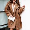 Women's Fleece Coat Casual Lapel Fuzzy Sherpa Coat Open Front Long Sleeve Faux Fur Cardigan Warm Winter Outerwear