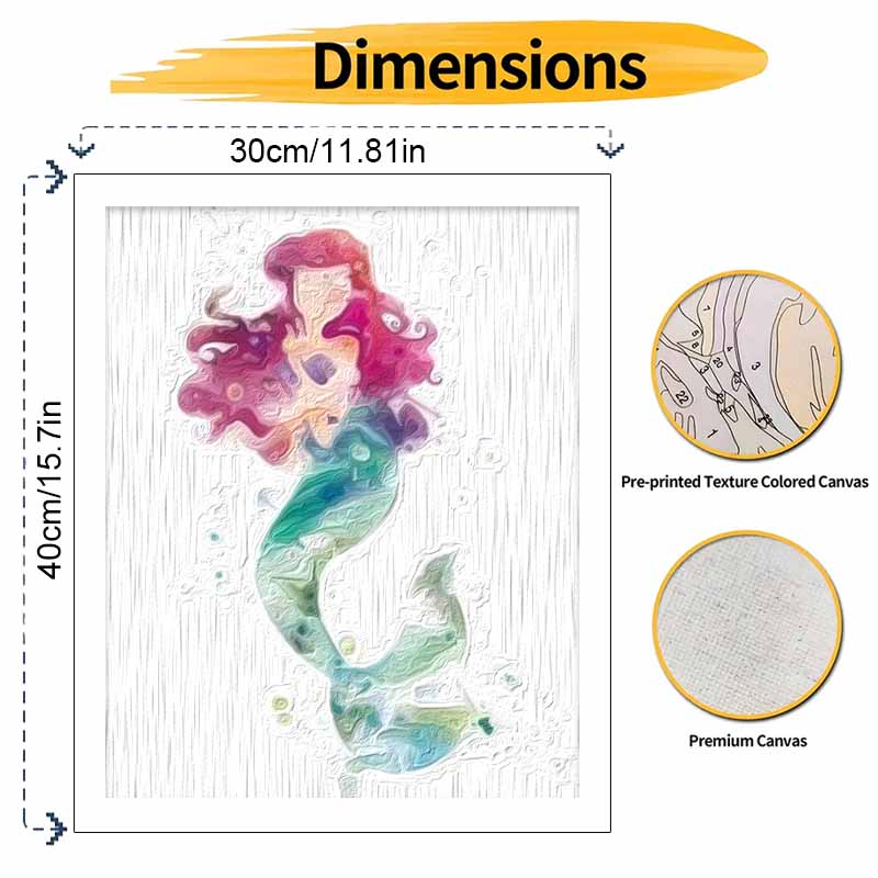 Disney Little Mermaid watercolor oil paint by numbers painting kit handmade diy home decor gifts wall art modern bedroom decor hobby