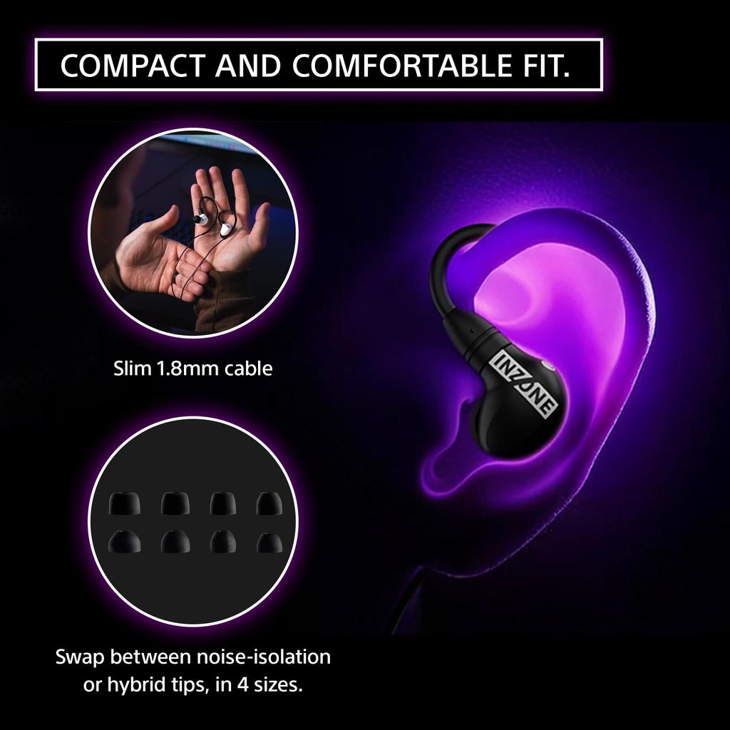 Sony INZONE E9 Wired In-Ear Monitor Gaming Earphones FPS Compatible Noise-Isolating Comfortable Fit Low-Profile Design 360 Spatial Sound Case