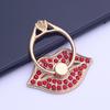 Finger Ring Holder Degree Rotating Metal Universal 360 Rhinestone Lips Shape Phone Ring
