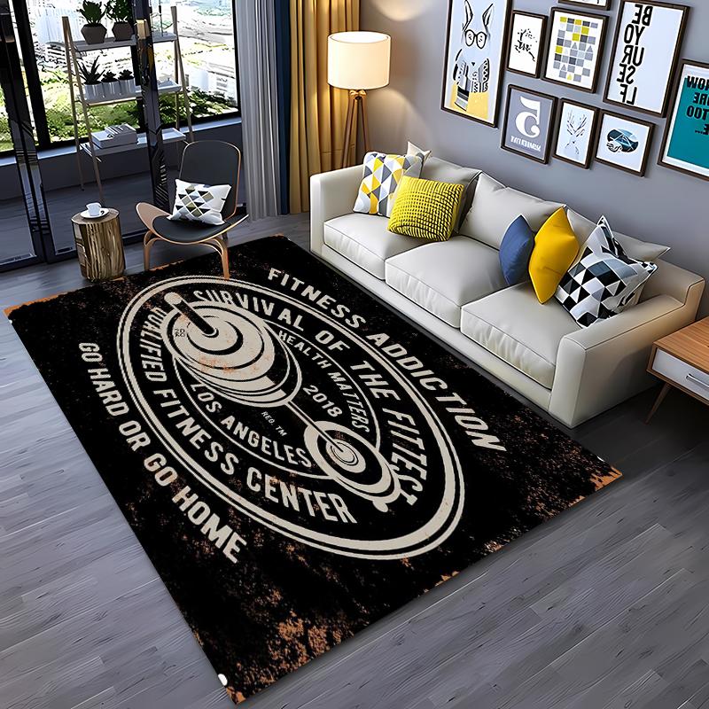 Ковры с 3D-печатью на тему GYM для дома, гостиной, детской спальни, дивана, придверный коврик, кухонные напольные коврики, противоскользящий декор