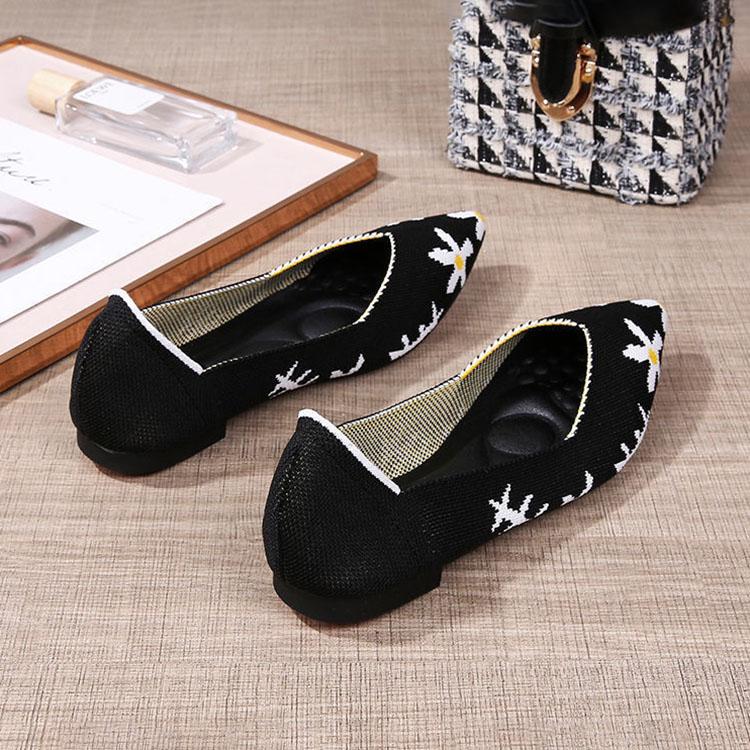 Туфли на плоской подошве с острым носком, дышащие летние туфли мелкой вязки, женская универсальная повседневная обувь с мягкой подошвой, обувь для ленивых, рабочая обувь