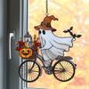 Halloween Pendant Witch Ghost Ride Shape Pendant Image Stained Glass Window Hanging Ornament