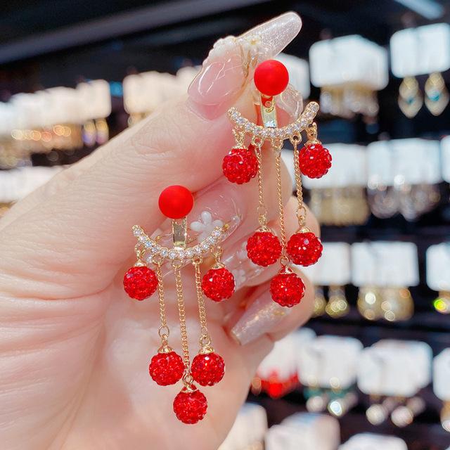 Сияющий хрустальный шар, висячие серьги с кисточками для женщин, висячие серьги для свадебной вечеринки, эффектные брендовые ювелирные изделия, позолоченные