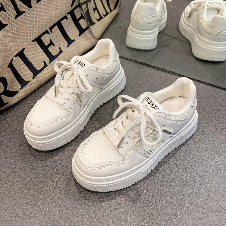 Women's Thick-Soled Korean-Style White Shoes New Spring and Autumn Shoes Ins Versatile Student Popular Sports Board Shoes