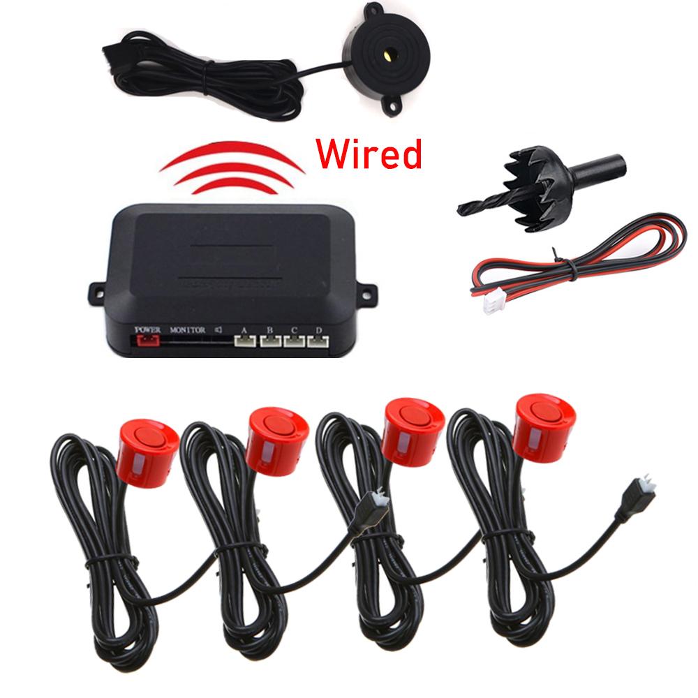4 Car Parking Sensor Kit Buzzer 22mm Reverse Backup Radar Sound Alert Indicator Probe System 12V for BMW E39 Ford Focus 2 Opel