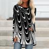 Plus Size Women Spring Render Printed Comfy Long Sleeve Round Collar T-shirt Casual Baggy Mid Length Tee Tops