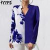 Women's Fashion Casual Spring Autumn Flower Pattern Print Long Sleeve V-Neck Blouses & Shirts
