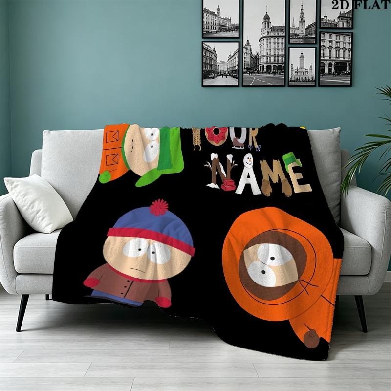 Custom Name,South Park Printed Flannel Blanket, soft throw for bedroom sofa, washable, Christmas present, great gift.