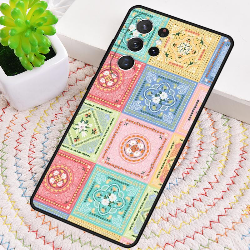 Винтажный Чехол-накладка из ТПУ в стиле пэчворк для Samsung Galaxy note 10 pro S26 S25 S24 S23 S22 Ultra Plus S21 FE S20 Ударопрочный Чехол