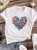 (Asian Size) Clothing Love Heart Butterfly Lovely Trend Fashion Print Women Casual Top Lady Female  Short Sleeve T Shirt Tee Graphic T-shirts
