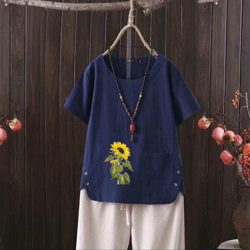 Women's Summer Bestseller, Stylish Daily Free Graphic Tee, Vintage Linen Crew Neck Shirt, Short-sleeved Shirt, Top S-4xl