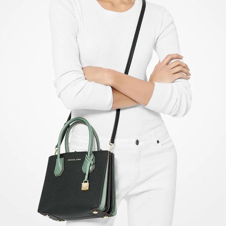 Michael Kors MK Mercer Lock Коммутерная Сумка-тоут на плечо с логотипом-буквой и цветовыми блоками из кожи, аккордеон, кроссбоди, средний размер, Женские сумки 30H8GM9M8T-DKATNTC-MLTI