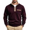 Men’s Fleece-Lined Stand-Up Collar Sweatshirt with Cationic Half-Zip and Colour-Blocking for Autumn/Winter