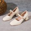 Модные рабочие туфли Мэри Джейн Женские Нежный ветер Легкий носок Средний высокий каблук Профессиональные одинарные туфли Женские